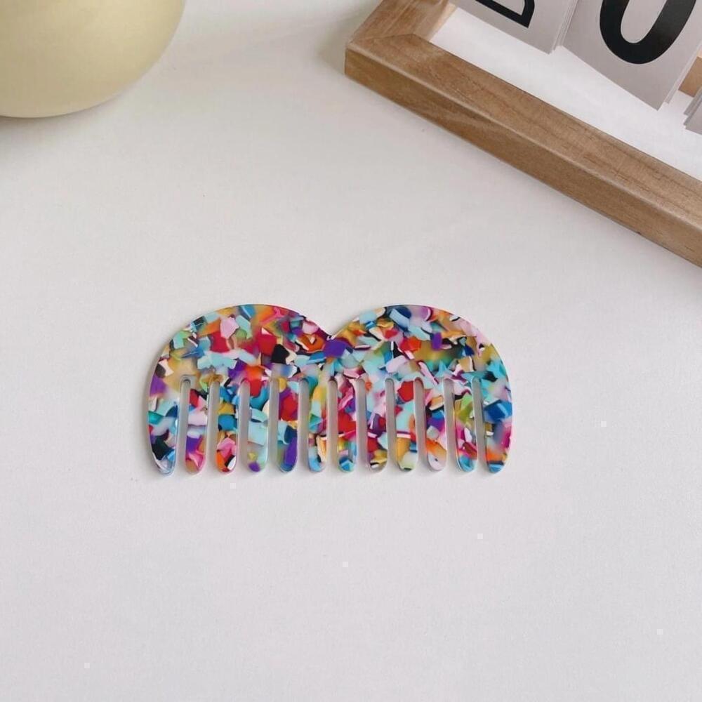 Block M Shaped Multicolored Hair Comb